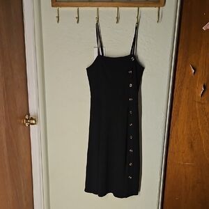 Chic Black Button-Front Midi Dress